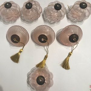 Very old pink glass ornaments.